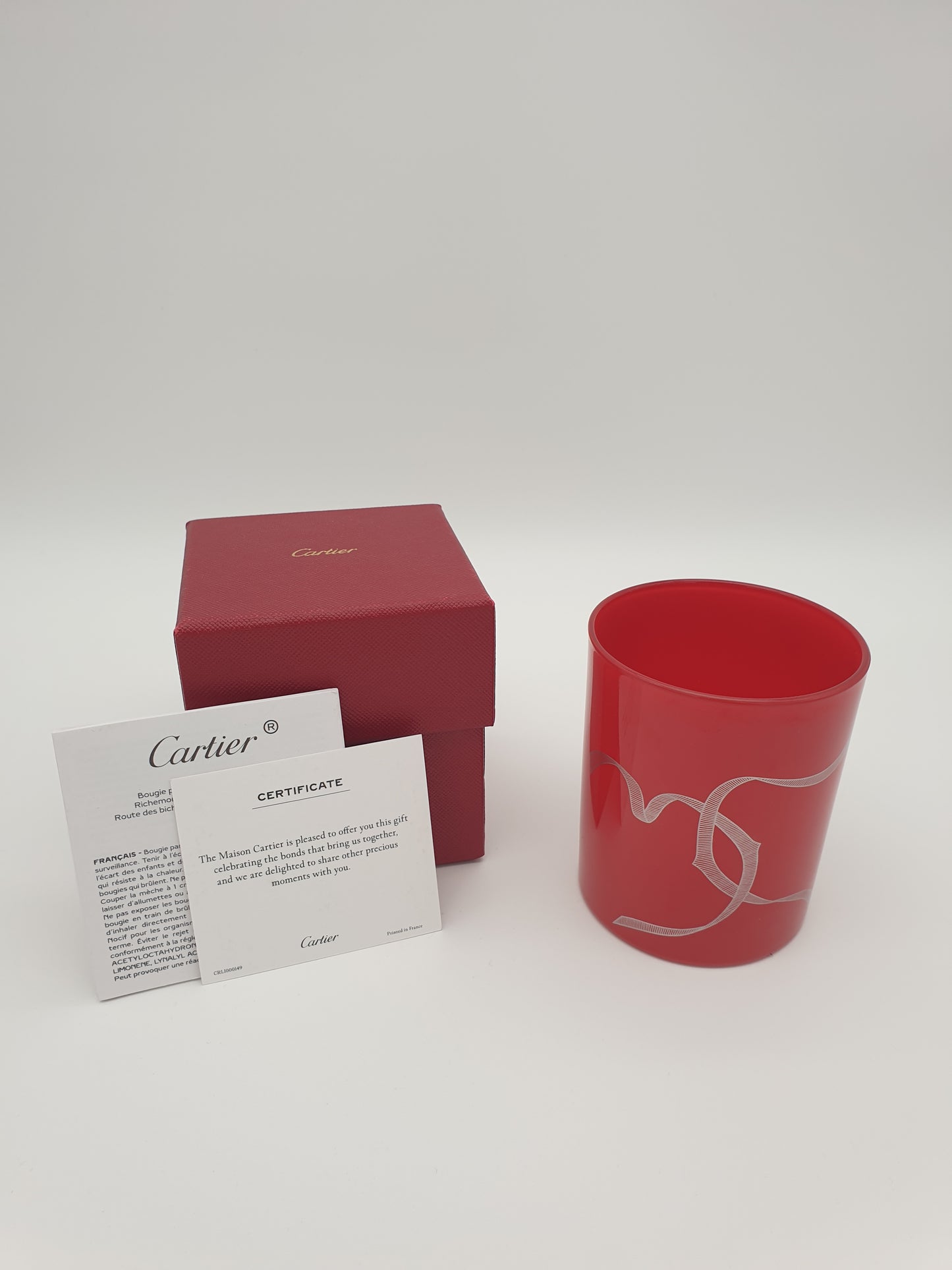 Cartier Geschenkbox - Becher/Glas mit Zertifikat und Box - Rot