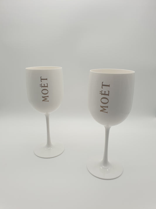 Moet Acryl Becher Set - Champagner Glas / Poolglas - Weiß-Gold - 2x