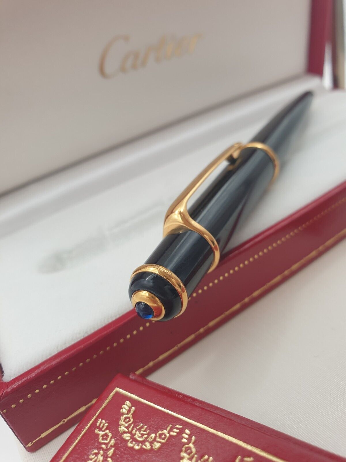 Cartier Diabolo Kugelschreiber + Box Papiere Vintage - OVP - Schwarz-Gold