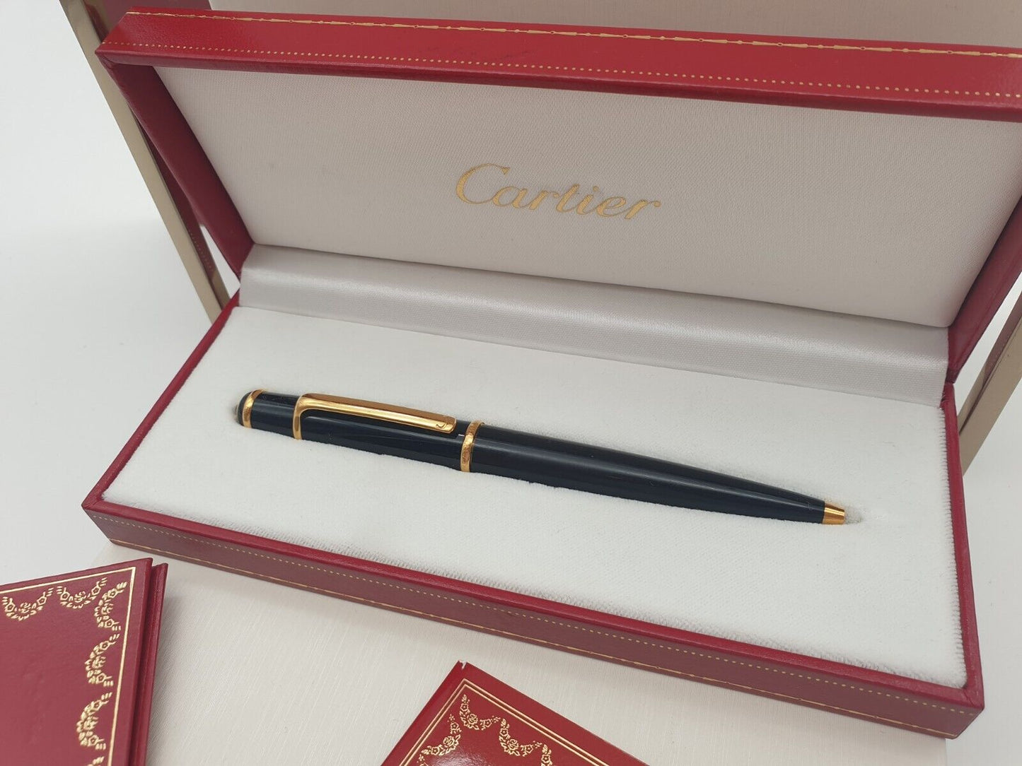 Cartier Diabolo Kugelschreiber + Box Papiere Vintage - OVP - Schwarz-Gold