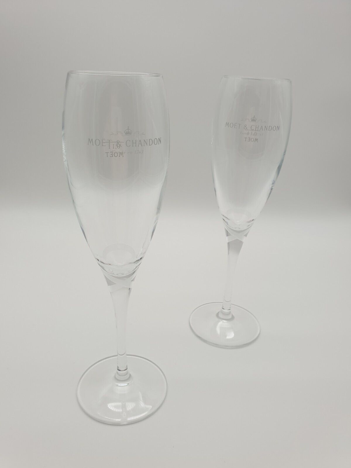 2 x Moet & Chandon Champagner Imperial Glas - 0,1l mit Schliff - Rarität