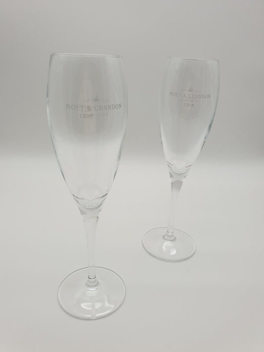 2 x Moet & Chandon Champagner Imperial Glas - 0,1l mit Schliff - Rarität