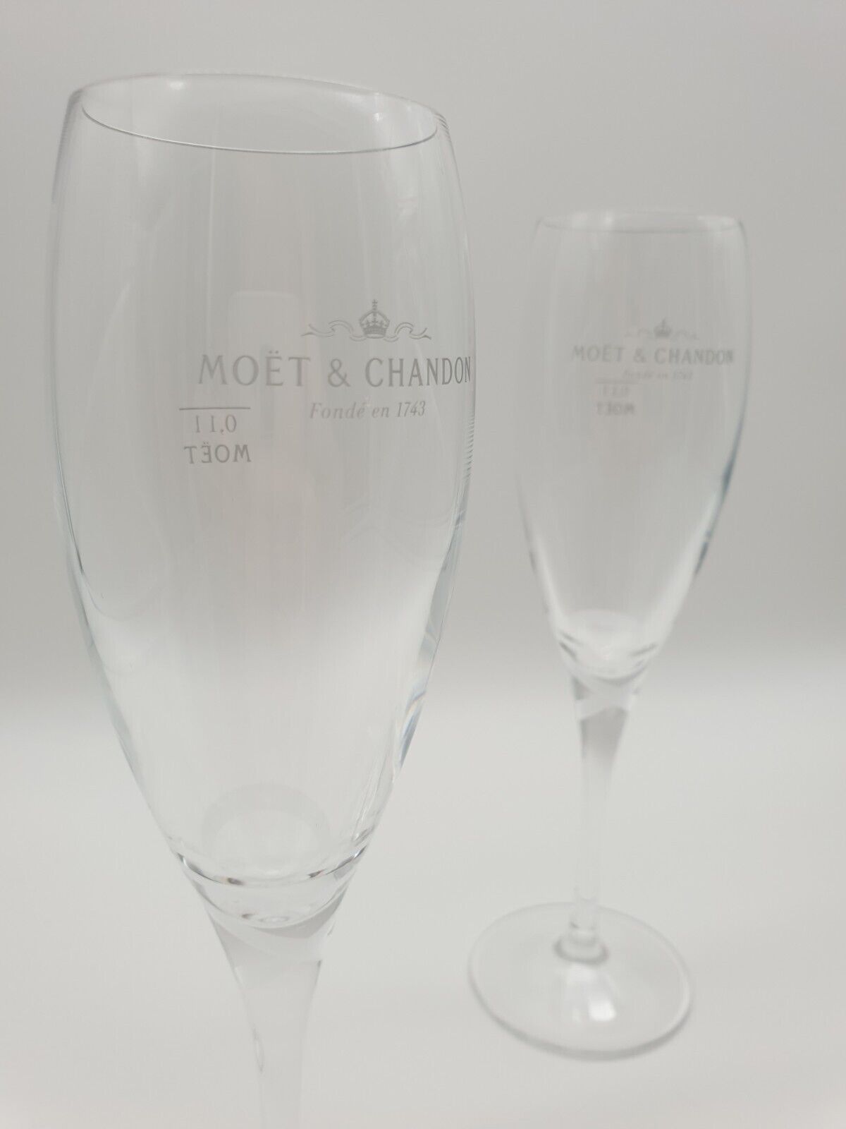 2 x Moet & Chandon Champagner Imperial Glas - 0,1l mit Schliff - Rarität